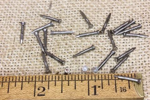 1/2” Old Shoe Nails 25 Wire Clinching 1/8” Round Flat Headed Vintage Sharpoint Cover