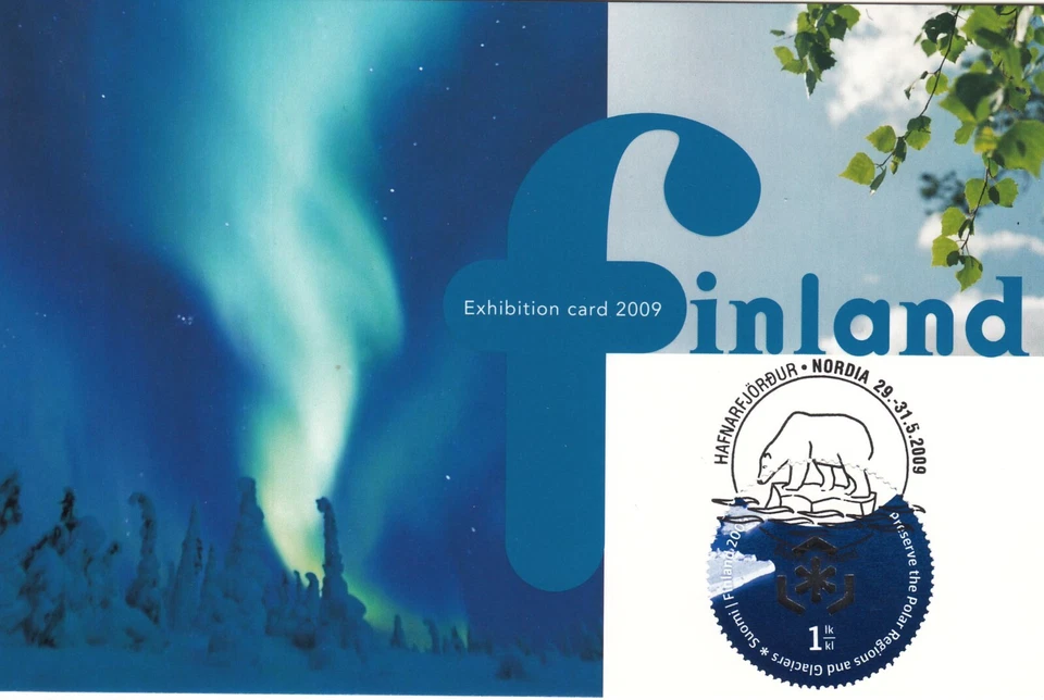 Northen Lights Glacier Polal Bear Exhibition Mint Maxi Card Iceland Finland 2009 - Image 1 of 1
