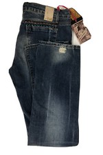 Cult Of Individuality Karma Women 32x34 Blue Denim Jeans Straight Leg Distressed