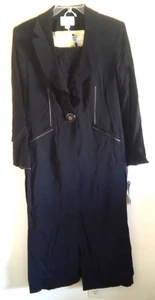 2-teilig John Meyer Damenanzug Größe 14 schwarz Jacke Staubtuch & Hose Schlitz Vintage neu mit Etikett - Bild 1 von 10