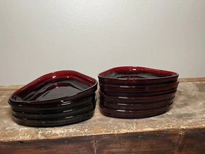 De colección Vidrio Rojo Rubí 9 piezas Ancla Hocking Manhattan Relish Bandeja Insertos Diseño MCM - Imagen 1 de 11