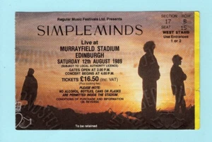 Simple Minds 1989 Concert Ticket Stub Edinburgh, Scotland, Street Fighting Years - Picture 1 of 1