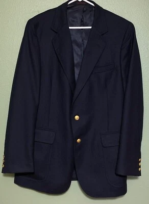 Traje/abrigo deportivo/chaqueta de lana English Manor azul marino botones dorados para hombre 42L Foto 1 de 4