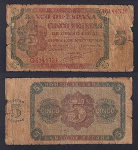 Billete España 5 Pesetas 1938 P.-110a MB/F - Imagen 1 de 1