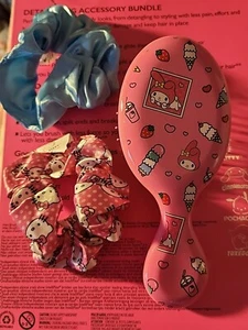 NEW Hello Kitty My Melody Pink Wet Brush Goody Hair Scrunchies Mini Detangler - Picture 1 of 5