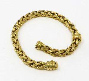 NYJEWEL Chimento 18k Yellow Gold 6mm Wide Woven Chain Bracelet 7.5" - Picture 1 of 7