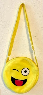 BOLSO BANDOLERA DIVERTIDO, FUNKY AMARILLO IMITACIÓN PIEL GUIÑANDO UN OJO EMOJI, LENGÜETA FLAPPY Foto 1 de 4