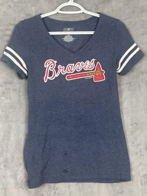 Atlanta Braves Shirt Womens Extra Small Grey Short Sleeve MLB Baseball - Image 1 of 4