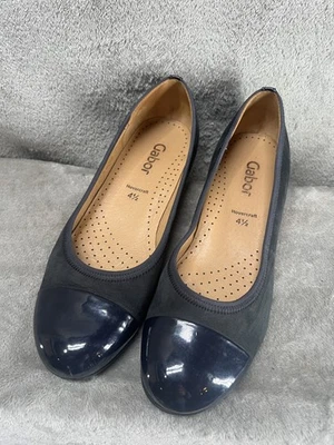 Gabor Hovercraft Women’s US 7 UK 4.5 Slip On Ballet Flats Navy Leather Cap Toe - Image 1 of 4