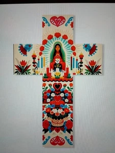 Hecho a mano 'VIRGEN DE GUADALUPE' Diseño CRUCIFIJO DE MADERA,Cinco de Mayo 20x30x0,5cm - Imagen 1 de 2