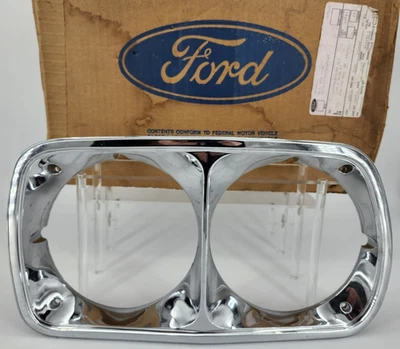 NOS LH 1973 FORD TORINO RANCHERO HEADLIGHT DOOR CHROME TRIM BEZEL NEW OLD STOCK Foto 1 de 4