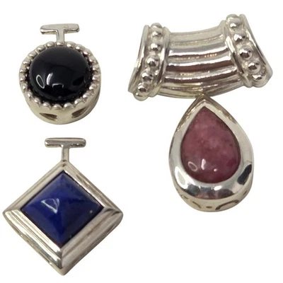 Colgante de plata 925 dijes intercambiables ónix negro lapislázuli rosa rodocrosita Foto 1 de 4