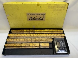 Vtg Columbia Stamp Set And Ink Pad Complete Upper & Lower Letters & Numbers - Picture 1 of 8