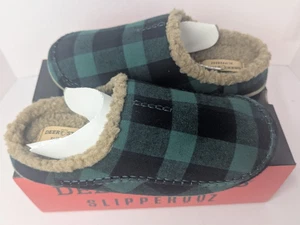 NEW Deer Stags Slipperooz Men's Nordic S.U.P.R.O  12W Green Black Plaid WIDE - Picture 1 of 11