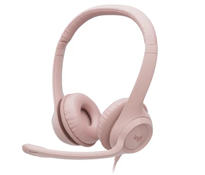 USB Headphones Noise Cancelling Mic Pink Headset Logitech H390 Rose Original New - Image 1 of 4