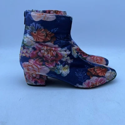 Betsy Johnson 靴子女式 6 M 码花卉小屋天鹅绒积木厚底 Y2K — 第 1/4 张图片