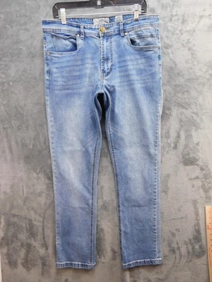 PD&C джинсы мужские 36 x 32 синий тонкий эластичной джинсовой ткани прямые штанины средний стирка брюки - Изображение 1 из 4