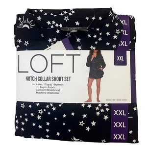 LOFT Damen Größe XX-Large Pyjama Kerbkragen kurz Set Knopf Shirt Oberteil XXL Neu mit Etikett - Bild 1 von 14