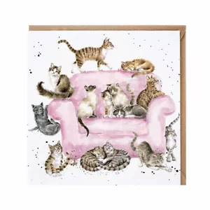 Funny Cats on the Sofa Birthday Card – Cattitude Wrendale Greeting Card - Picture 1 of 1