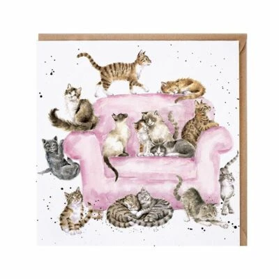 WRENDALE DESIGNS Funny Cats on the Sofa Birthday Card – Cattitude Wrendale Greeting Card