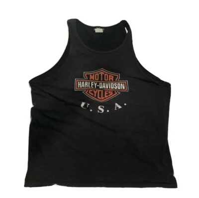 Vintage Harley Davidson Tank Top Men's Oversized Vtg 90s Distressed - Image 1 of 2