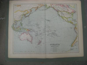 100% ORIGINAL LARGE OCEANIA HAWAII FIJI TAHITI MAP BY GEORGE PHILIP C1903 VGC - Picture 1 of 1