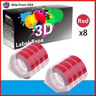 8Pk Red Dymo 3D Label Tape Compatible For Motex E-101 E-303 Label Makers