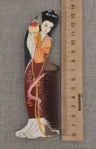 Geisha Holz Haarkamm, Geisha Mädchenkamm, Japan Geisha Volkskunst, Japanese Art Com - Bild 1 von 4
