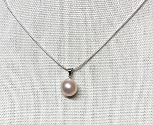SILVER CHAIN NECKLACE with Large Pearl PENDANT- WHITE color pearl - Picture 1 of 5