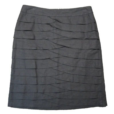 Falda Lápiz Larry Levine Mezcla Lino 8 Negra En Niveles Noche Oscura Boho Bruja Foto 1 de 4