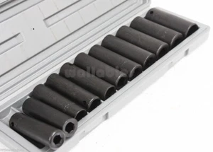 12pc 1/2" Dr Drive Deep Air Impact Socket Sockets Set SAE w/CASE - Picture 1 of 1