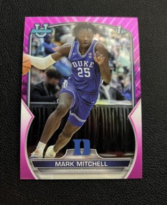 2022-23 Bowman University Chrome Pink Refractor Mark Mitchell #48 Rookie RC Duke