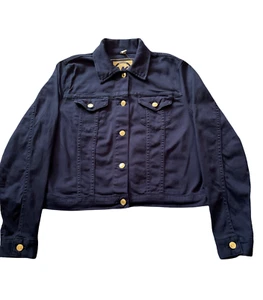 Michael Michael Kors Women Denim Cropped Jean Jacket Navy Size Large - Picture 1 of 5