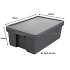 Wham Bam Black Heavy Duty Plastic Storage Box Boxes With Lids - Recycled Plastic