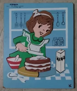 Vintage PLAYSKOOL "Cake Maker" 10 Piece Wooden Puzzle #275-43 - Picture 1 of 5