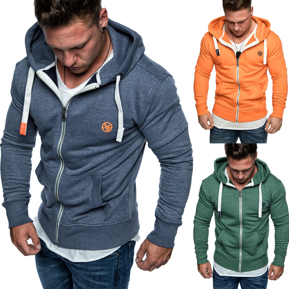 Herren Zipper Kapuzenpullover Sweatjacke Pullover Hoodie Sweatshirt 1-04029 - Bild 1 von 1