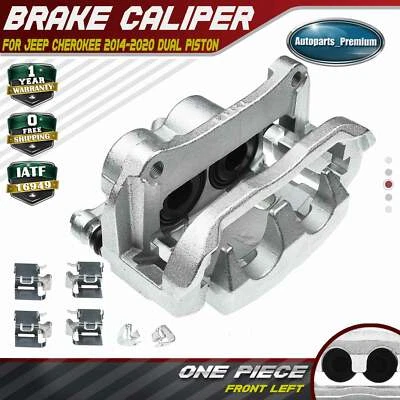 Pinça de freio a disco dianteira esquerda com suporte para Jeep Cherokee 2014-2023 pistão duplo - Imagem 1 de 4