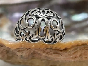 Carolyn Pollack Relios Ring Women’s 8.75 Sterling Silver Floral Open Work Dome - Picture 1 of 17