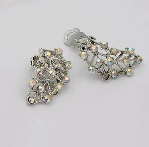 Pendientes de clip de diamantes de imitación AB firmados por DODDS de colección - Imagen 1 de 11