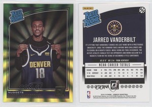 2018 Panini Donruss Holo Green and Yellow Laser Jarred Vanderbilt #151 Rookie RC