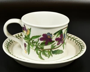 Vintage Portmeirion Botanic Garden Flat Cup & Saucer ~ Heartease #2 - Picture 1 of 3