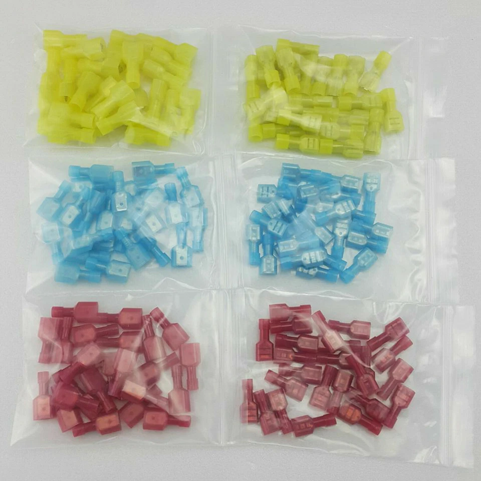 (150) Male Female Insulated Wire Terminal Spade Crimp Connector Set 10-22 Gauge - Image 1 of 2