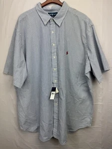 Mens Ralph Lauren Polo short sleeve shirt 4XLT Tall Cassic fit White stripes - Picture 1 of 12