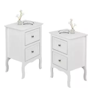 Set of 2 Nightstand Wooden 2 Storage Drawers for Living Room Bedroom Storage - Picture 1 of 10