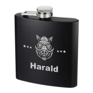 Acciaio Inox Flachmann Nero Con Personalizzata Incisione Desiderata - Drink - Imagen 1 de 20