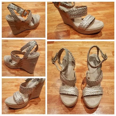 Michael Kors Juniper Espadrille Platform Shoes Sandals Leather Pumps Heels 9.5 - Image 1 of 4