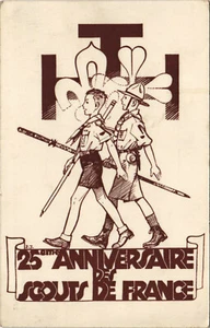 PC SCOUTING, 25EME ANNIVERSAIRE DES SCOUTS DE FRANCE, Vintage Postcard (b28466) - Picture 1 of 2