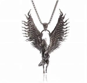 Halskette Pegasus Einhorn Pferd Anhänger Kette Edelstahl silber gothic punk 60cm - Bild 1 von 6