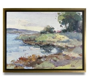 Hungryartist - Original Ölgemälde Flusslandschaft auf Leinwand 12x16 gerahmt - Bild 1 von 7