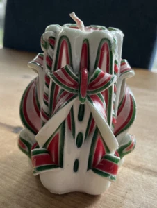 Vintage Hand Carved Candle Christmas 5'' NEW! Candy Stripes Twist MCM Retro - Picture 1 of 4